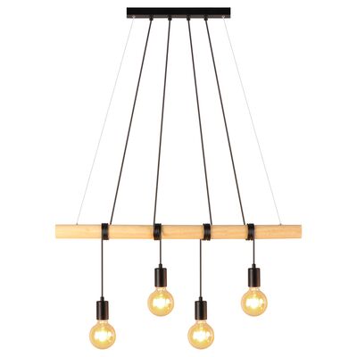 Lampa wisząca Tila 4 E27 czarny, drewno