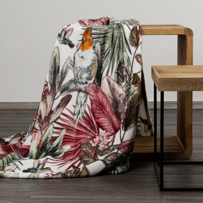 Koc flano D91 PARROT 150 x 200 cm zielono-różowy