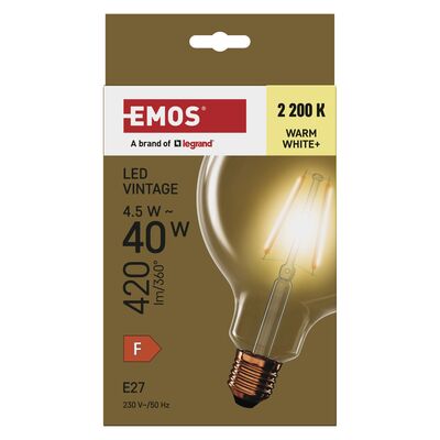 Żarówka LED Vintage G125 4,5W(40W) 420lm E27 ciepła +