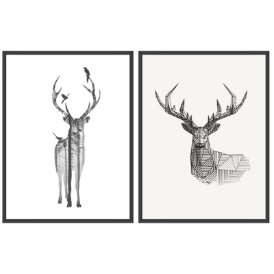 Obrazy w ramie 30 x 40 cm Jelenie 2 sztuki