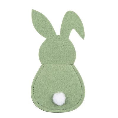 Komplet etui filcowe na sztućce zając 15 x 7,4 cm zielony 4 sztuki