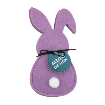 Etui na sztućce filcowe 10 X 20 cm Zestaw 4 szt. Fioletowy zajączek