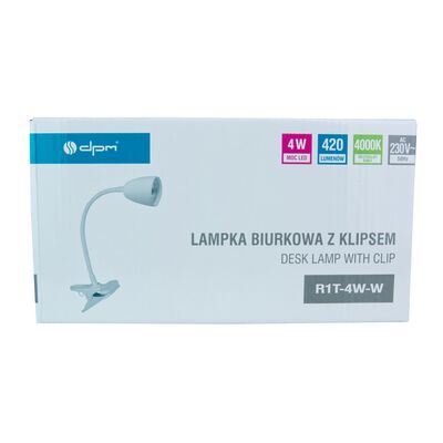 Lampka biurkowa z klipsem biała