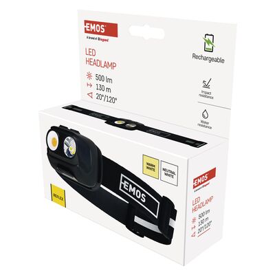 Latarka czołowa LED cob P3542 500 lm 130 m Li-pol 1200 mAh ładowalna
