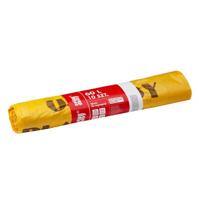 Worki do segregacji z tasiemką żółte 60 l grubość 25 μm 10 sztuk Scley