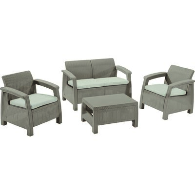 Zestaw ogrodowy Corfu sofa stolik i 2 fotele beżowy