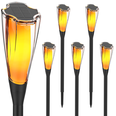 Lampa solarna wbijana efekt płomienia 7,9 x 65 cm czarny