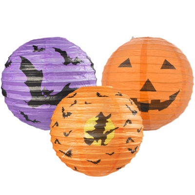 Lampion papierowy Halloween 20 cm mix