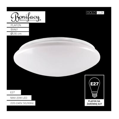 Plafon BONIFACY 26 cm biały Goldlux
