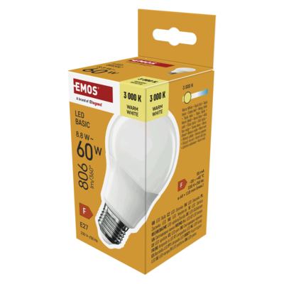Żarówka LED basic A60 8,8 W 60 W 806 lm E27 ww