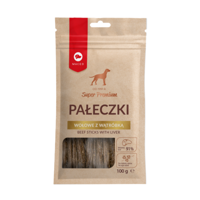 Przysmak dla psa pałeczki wołowe z wątróbką 100 g Maced