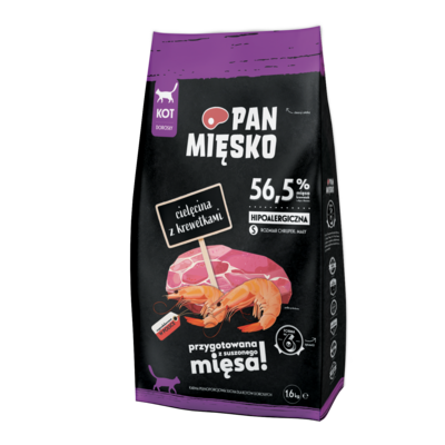 Karma sucha dla kota cielęcina z krewetkami S 1,6 kg Pan Mięsko