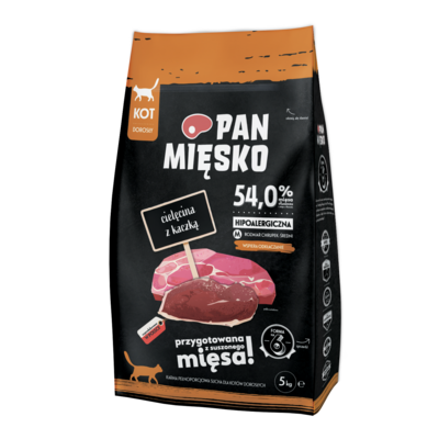 Karma sucha dla kota cielęcina z kaczką M 5 kg Pan Mięsko