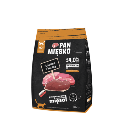 Karma sucha dla kota cielęcina z kaczką M 400 g Pan Mięsko
