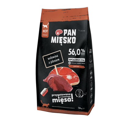 Karma sucha dla kota wołowina z jeleniem M 1,6 kg Pan Mięsko