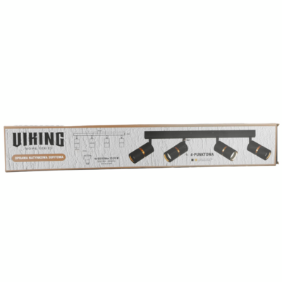 Lampa sufitowa poczwórna GU10 D55 czarna złoty pierścień 35 W VIKING