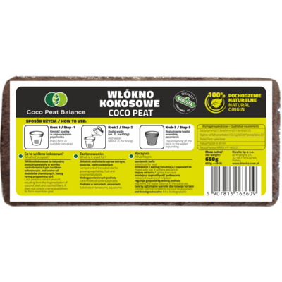 Włókno kokosowe brykiet 650 g 8 - 9 l COCO PEAT BALANCE