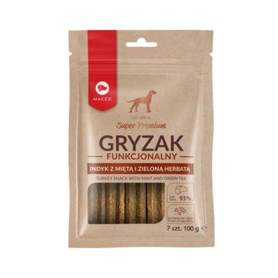 Gryzak funkcjonalny indyk z miętą i zieloną herbatą 100 g Maced