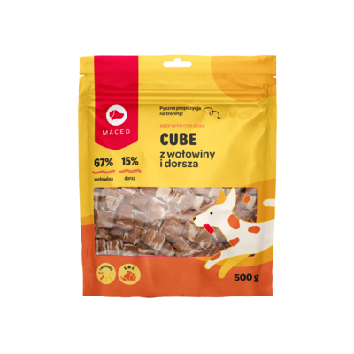 Przysmak dla psa Cube z wołowiny i dorsza 500 g Maced