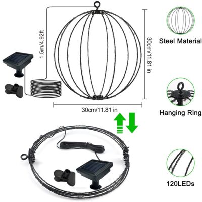 Lampion solarny wiszący 30 cm