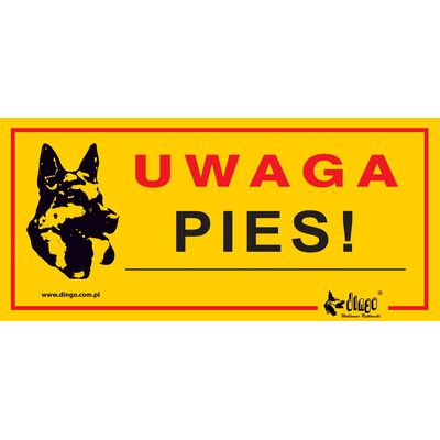 Tabliczka ostrzegawcza metalowa 'Uwaga groźny pies' Dingo
