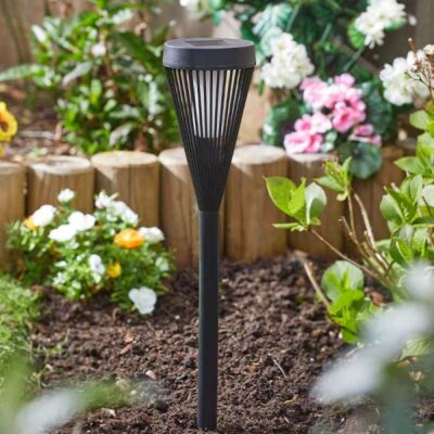 Lampka solarna 10 x 10 x 46,5 cm ciepły biały imitacja płomienia