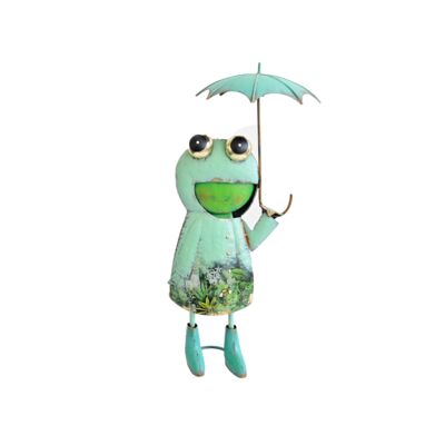 Figura metalowa żaba z parasolem 55 cm