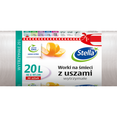 Worki na śmieci uszy 20 l białe 30 sztuk