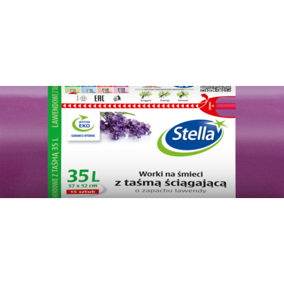 Worki na śmieci taśma LAWENDA 35 l 15 sztuk