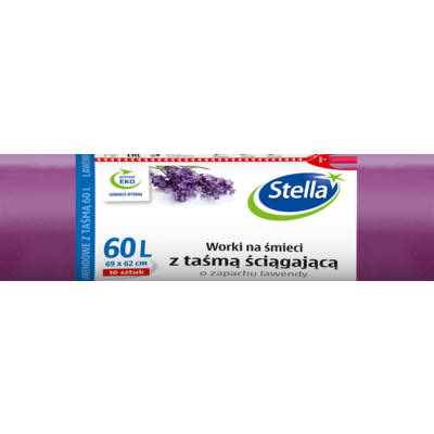 Worki na śmieci taśma LAWENDA 60 l 10 sztuk