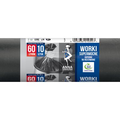 Worki na śmieci SUPERMOCNE 60 l 10 sztuk