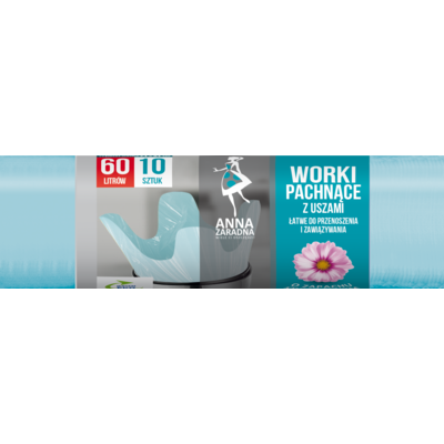 Worki na śmieci uszy KWIAT 60 l 10 sztuk