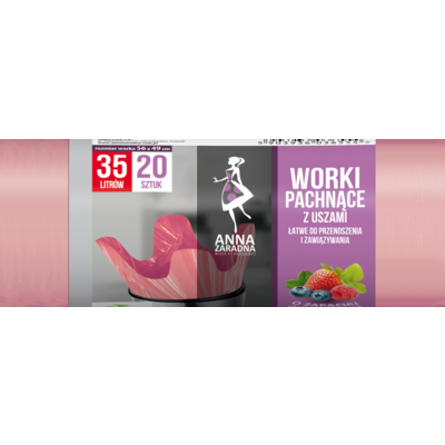 Worki na śmieci uszy OWOCOWY 35 l 20 sztuk