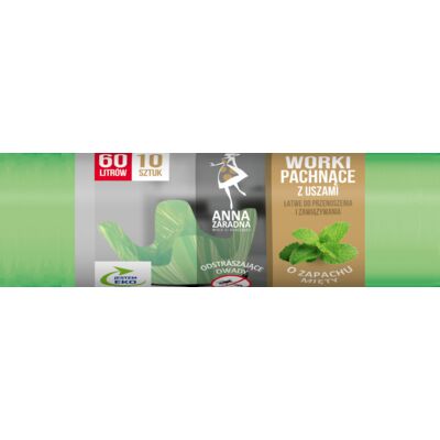 Worki na śmieci uszy MIĘTOWY 60 l 10 sztuk