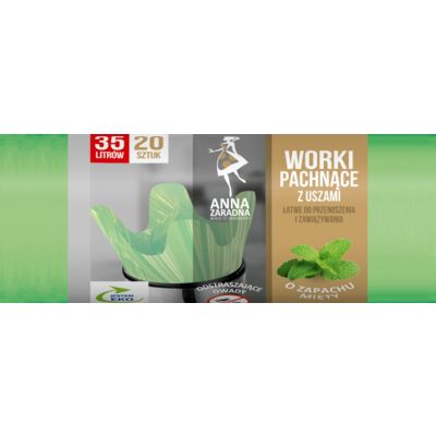 Worki na śmieci uszy MIĘTOWY 35 l 20 sztuk