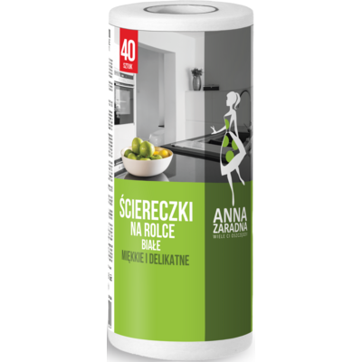 Ściereczki na rolce białe 40 sztuk
