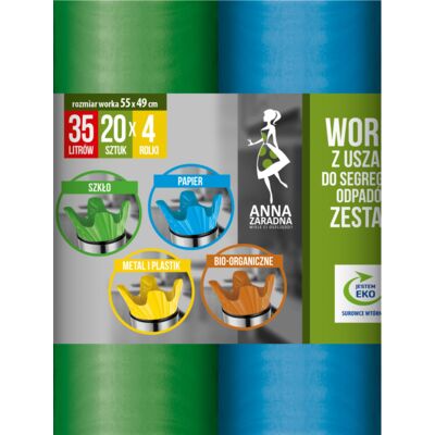 Worki do segregacji zestaw 35 l 4 x 20 sztuk