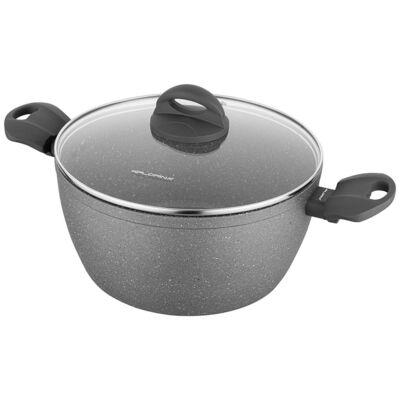Garnek aluminiowy LAVA STONE szary z pokrywką 24 cm 4 l