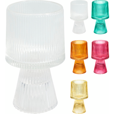 Szklany lampion na tealight 13 cm mix kolorów