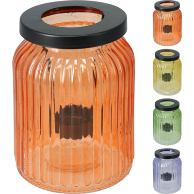 Szklany lampion z metalowym uchwytem na tealight