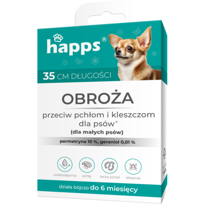 Obroża przeciw pchłom i kleszczom dla małych psów 35 cm HAPPS
