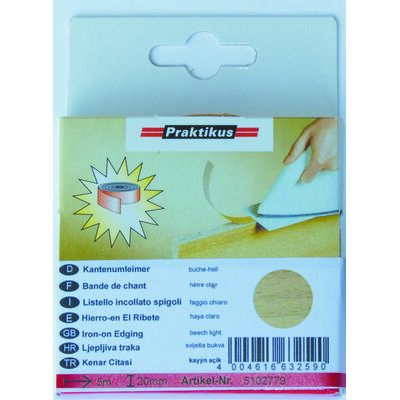 Okleina do krawędzi z klejem buk jasny nowy 5 m x 20 mm (10 sztuk)