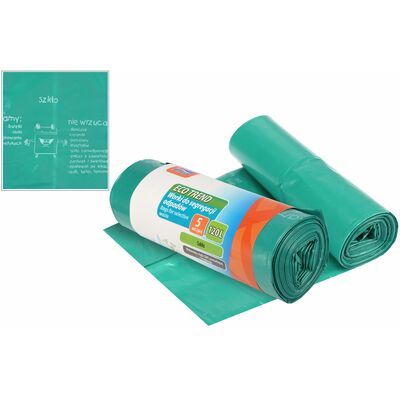 Worki na śmieci Eco Trend 120 l zielone 5 sztuk