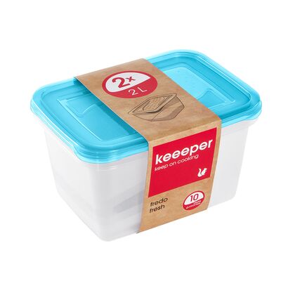 Zestaw 2 prostokątnych pojemników na żywność 2 l niebieski fredo 