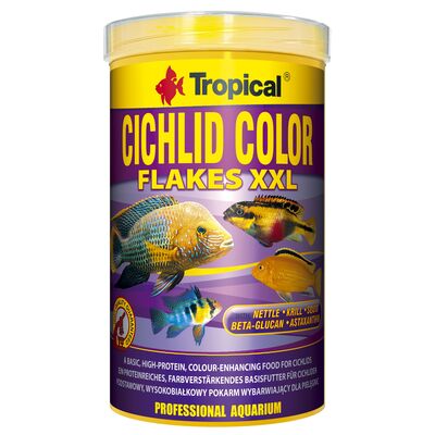 Pokarm dla ryb Cichlid Color Flakes XXL 1000 ml / 160 g Tropical