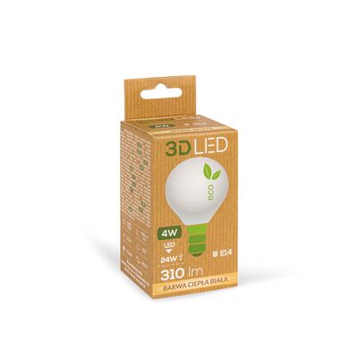 Żarówka ledowa 3LED kulka E-14 4W barwa ciepła