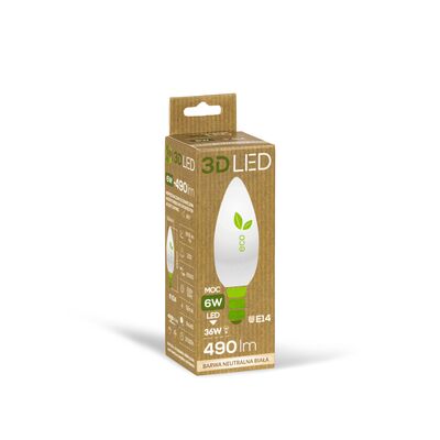 Żarówka ledowa 3LED świeczka E-14 6W barwa neutralna