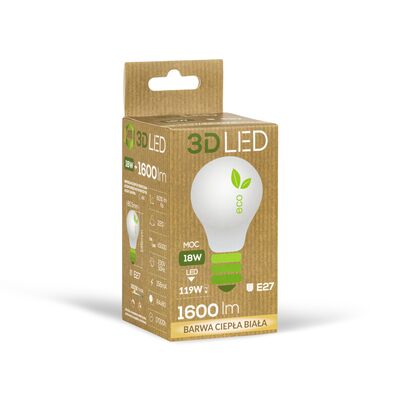Żarówka ledowa 3LED tradycyjna E-27 18W barwa ciepła