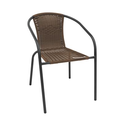 Fotel Bistro stal+rattan brązowy