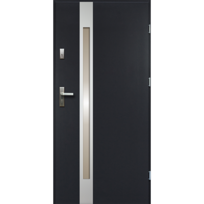 Drzwi zewnętrzne TEMIDAS inox antracyt 80 prawe RADEX